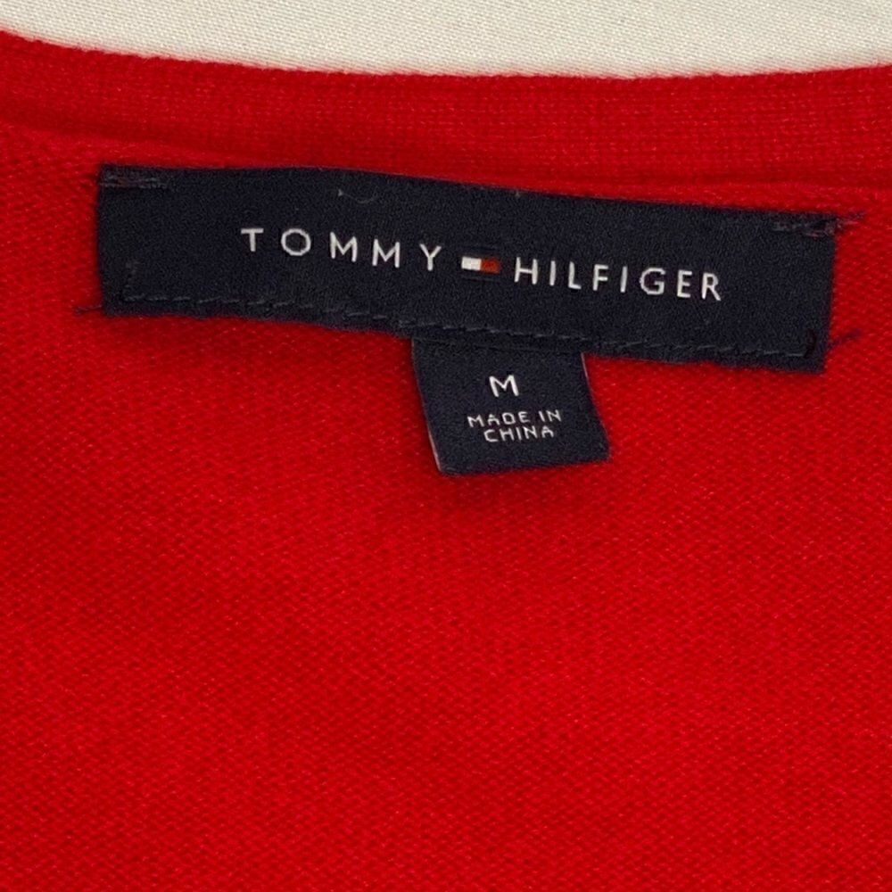 Tommy Hilfiger red and gold studded v-neck sweater size M - Picture 13 of 16